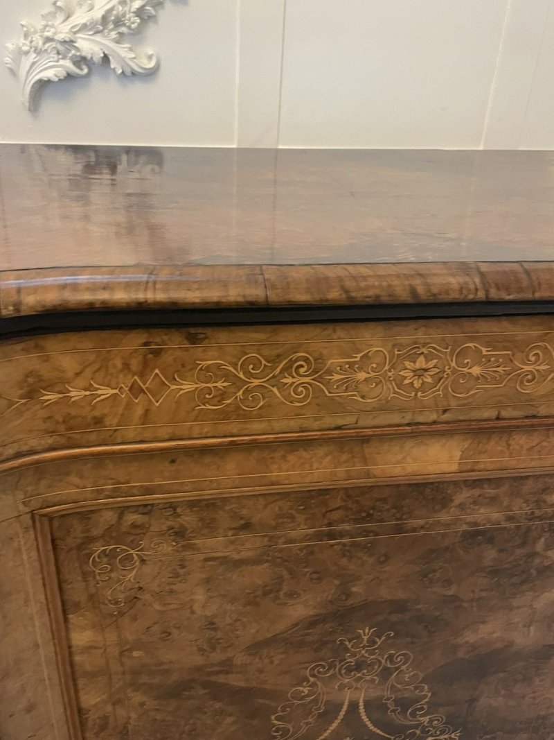 Superb Quality Antique Victorian Burr Walnut Inlaid Credenza/Sideboard - Image 13